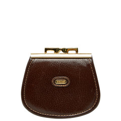 バリー がま口 コインケース ブラウン ゴールド レザー レディース BALLY 【中古】