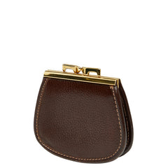 バリー がま口 コインケース ブラウン ゴールド レザー レディース BALLY 【中古】