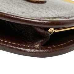 バリー がま口 コインケース ブラウン ゴールド レザー レディース BALLY 【中古】