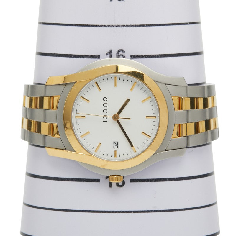 グッチ 腕時計 5500XL クオーツ ホワイト文字盤 ステンレススチール メッキ メンズ GUCCI 【中古】