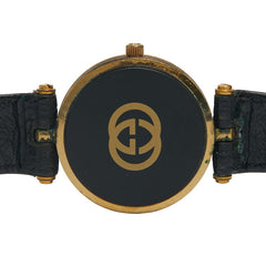 グッチ シェリーライン 腕時計 クオーツ ブラック文字盤 ステンレススチール レザー レディース GUCCI 【中古】