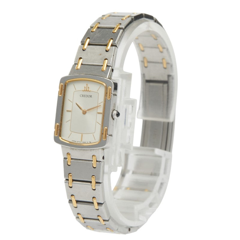 セイコー クレドール 腕時計 2F70-5600 クオーツ シルバー文字盤 ステンレススチール メッキ レディース SEIKO 【中古】