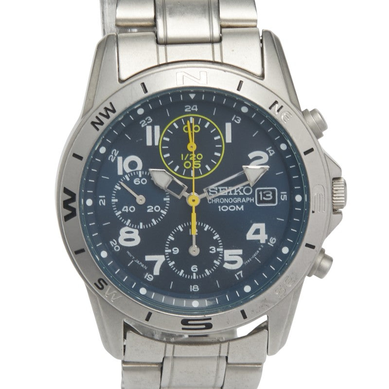 セイコー デイト 腕時計 7T92-0DX0 クオーツ ブラック文字盤 ステンレススチール メンズ SEIKO 【中古】