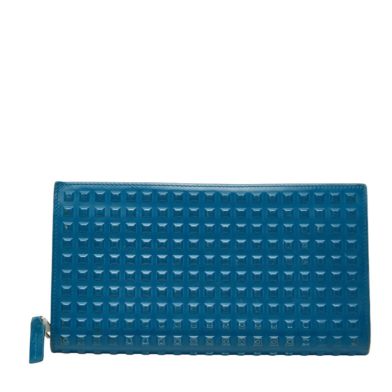 バレンシアガ グリッドウォレット 長財布 ラウンドファスナー 298821 ブルー レザー レディース BALENCIAGA 【中古】