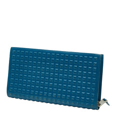 バレンシアガ グリッドウォレット 長財布 ラウンドファスナー 298821 ブルー レザー レディース BALENCIAGA 【中古】