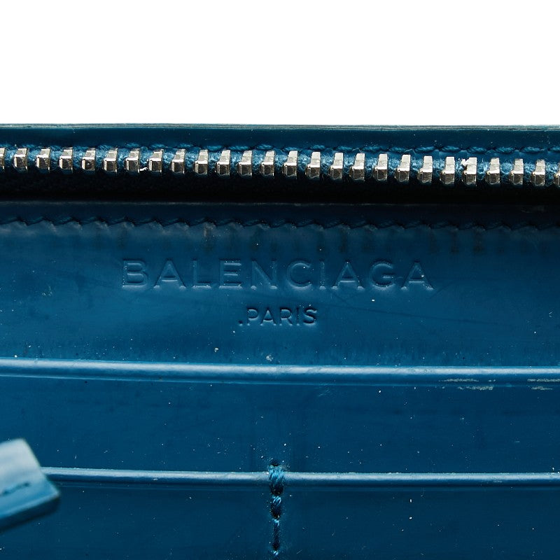 バレンシアガ グリッドウォレット 長財布 ラウンドファスナー 298821 ブルー レザー レディース BALENCIAGA 【中古】