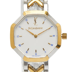 サンローラン オクタゴン 腕時計 2200-226313 クオーツ ホワイト文字盤 ステンレススチール メッキ レディース SAINT LAURENT 【中古】