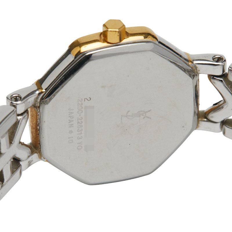 サンローラン オクタゴン 腕時計 2200-226313 クオーツ ホワイト文字盤 ステンレススチール メッキ レディース SAINT LAURENT 【中古】