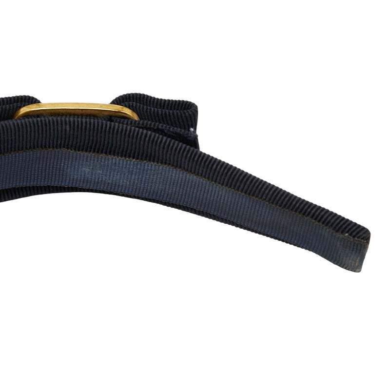 サルヴァトーレフェラガモ ヴァラリボン カチューシャ ネイビー ゴールド キャンバス メッキ レディース Salvatore Ferragamo 【中古】