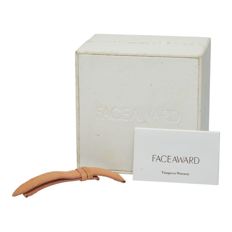 フェイスアワード スワロフスキー ジルコニア 腕時計 42Grace クオーツ ゴールド文字盤 ステンレススチール レザー レディース FACEAWARD 【中古】