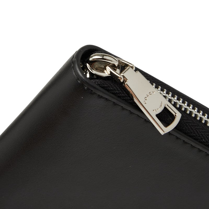コーチ × スヌーピー 長財布 ラウンドファスナー F53773 ブラック レザー レディース COACH 【中古】
