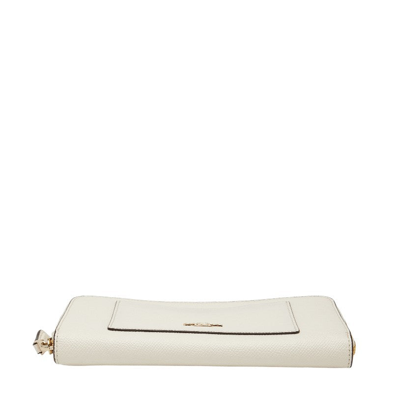 コーチ 長財布 ラウンドファスナー ホワイト レザー レディース COACH 【中古】