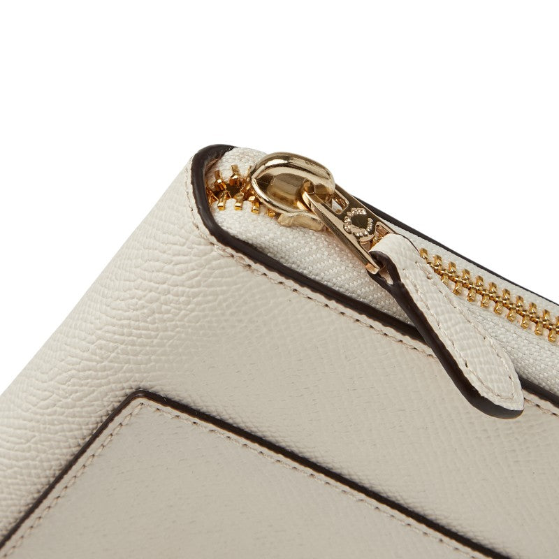 コーチ 長財布 ラウンドファスナー ホワイト レザー レディース COACH 【中古】