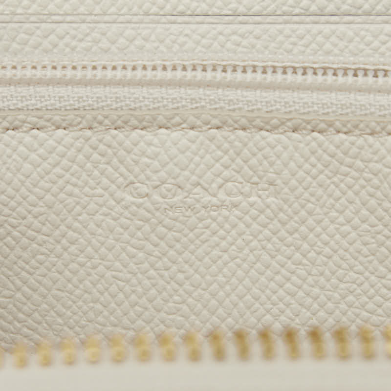 コーチ 長財布 ラウンドファスナー ホワイト レザー レディース COACH 【中古】