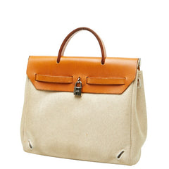 エルメス エールバッグ アドPM ハンドバッグ ベージュ ブラウ トワルアッシュ レザー レディース HERMES 【中古】