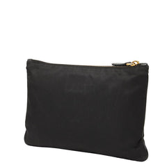プラダ ロゴ ポーチ ブラック ゴールド ナイロン レザー レディース PRADA 【中古】