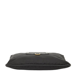 プラダ ロゴ ポーチ ブラック ゴールド ナイロン レザー レディース PRADA 【中古】