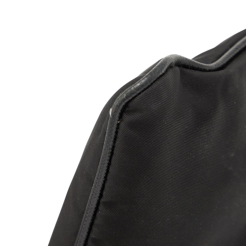 プラダ ロゴ ポーチ ブラック ゴールド ナイロン レザー レディース PRADA 【中古】