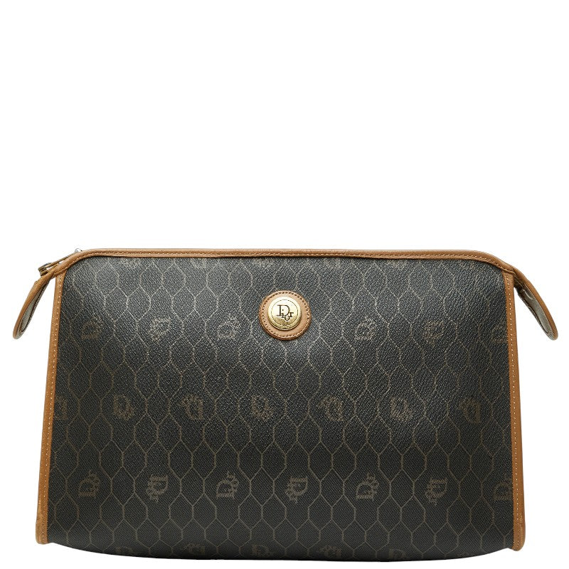 ディオール ハニカム クラッチバッグ ブラック ブラウン PVC レザー レディース Dior 【中古】