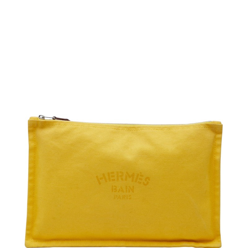 エルメス ヨッティングMM クラッチバッグ セカンドバッグ ポーチ イエロー キャンバス レディース HERMES 【中古】