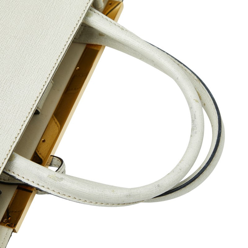 フェンディ プチ トゥージュール ハンドバッグ ショルダーバッグ 2WAY 8BH253 ホワイト ゴールド レザー レディース FENDI 【中古】