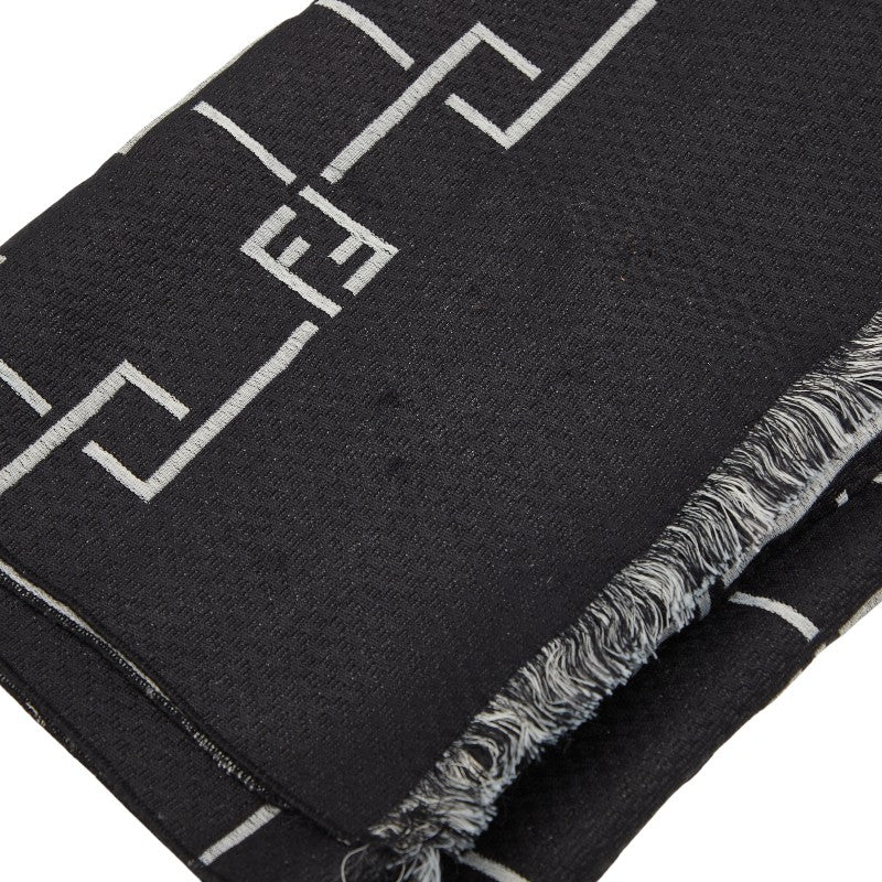 フェンディ FFロゴ マフラー ブラック グレー レーヨン アセテート レディース FENDI 【中古】