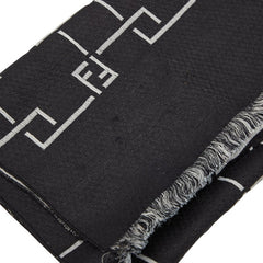 フェンディ FFロゴ マフラー ブラック グレー レーヨン アセテート レディース FENDI 【中古】