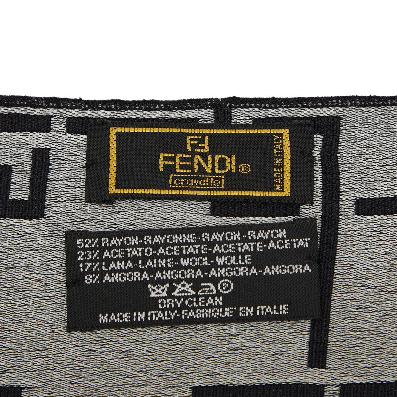 フェンディ FFロゴ マフラー ブラック グレー レーヨン アセテート レディース FENDI 【中古】