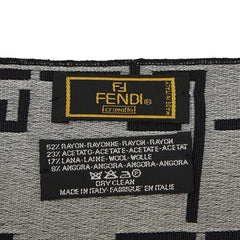 フェンディ FFロゴ マフラー ブラック グレー レーヨン アセテート レディース FENDI 【中古】