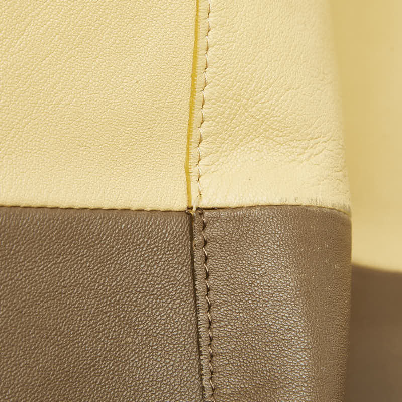 セリーヌ ホリゾンタルカバ トートバッグ イエロー ブラウン レザー レディース CELINE 【中古】