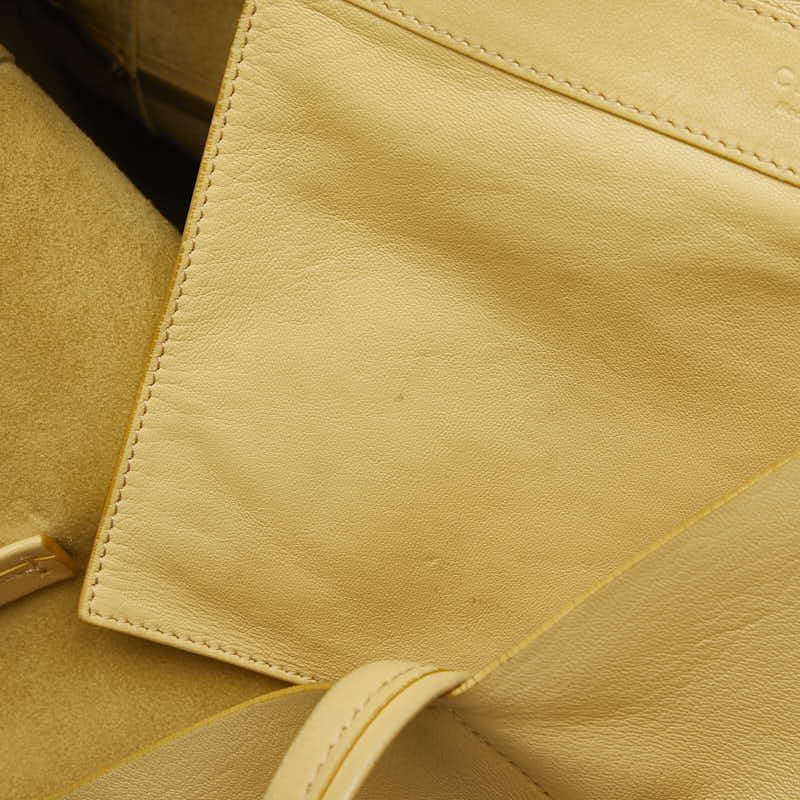 セリーヌ ホリゾンタルカバ トートバッグ イエロー ブラウン レザー レディース CELINE 【中古】