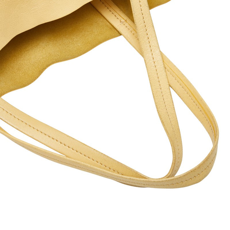 セリーヌ ホリゾンタルカバ トートバッグ イエロー ブラウン レザー レディース CELINE 【中古】