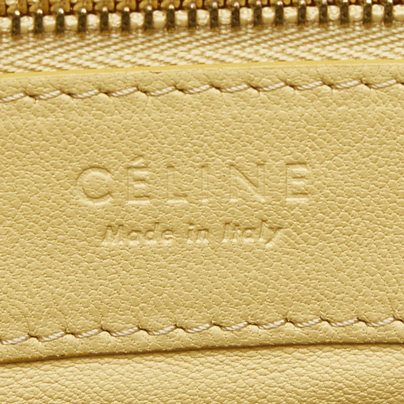 セリーヌ ホリゾンタルカバ トートバッグ イエロー ブラウン レザー レディース CELINE 【中古】