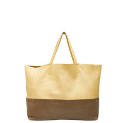 セリーヌ ホリゾンタルカバ トートバッグ イエロー ブラウン レザー レディース CELINE 【中古】