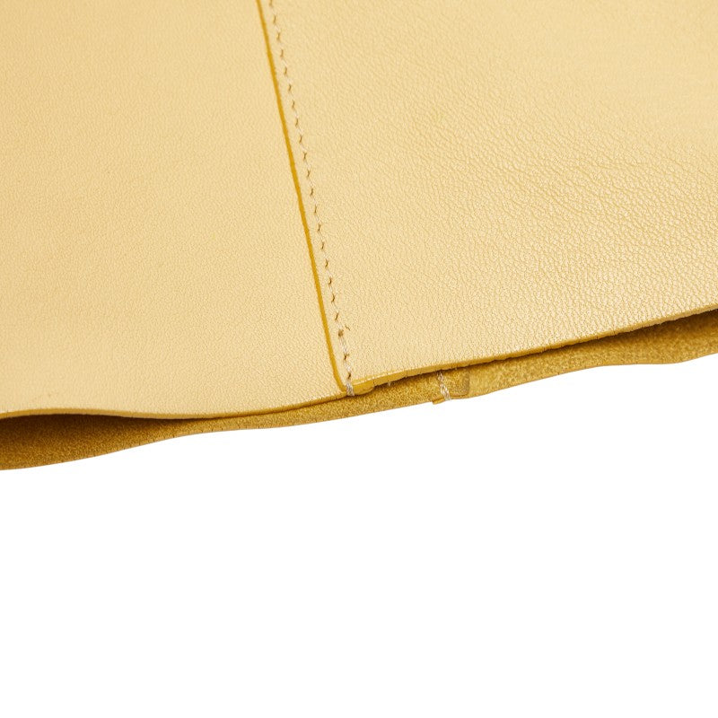 セリーヌ ホリゾンタルカバ トートバッグ イエロー ブラウン レザー レディース CELINE 【中古】