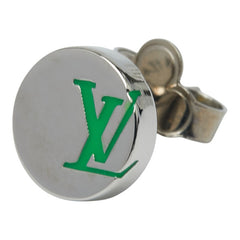 ルイ ヴィトン モノグラム プレイ ピアス 片側のみ M01186 シルバー グリーン メタル レディース LOUIS VUITTON 【中古】