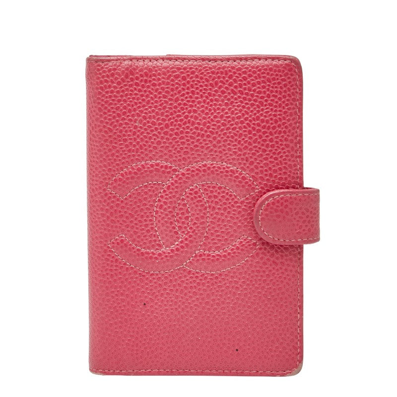 シャネル ココマーク 手帳カバー 5穴 ピンク キャビアスキン レディース CHANEL 【中古】