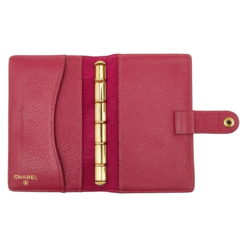 シャネル ココマーク 手帳カバー 5穴 ピンク キャビアスキン レディース CHANEL 【中古】