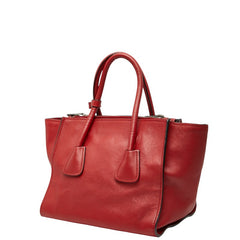 プラダ 三角ロゴプレート ショルダーバッグ ハンドバッグ 2WAY レッド レザー レディース PRADA 【中古】