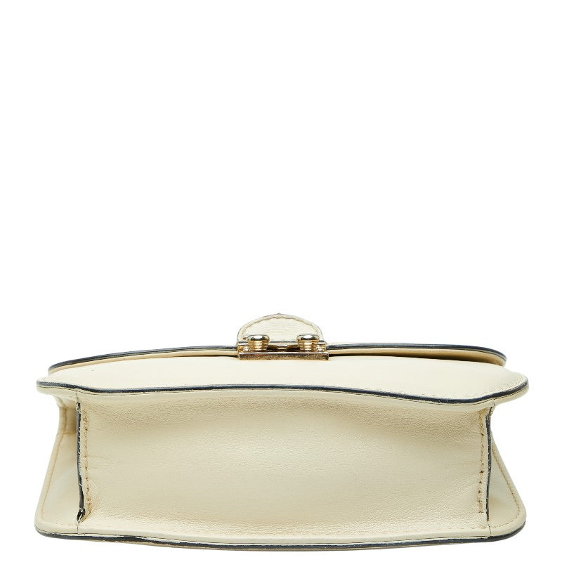 ヴァレンティノ スタッズ チェーン ショルダーバッグ ホワイト ゴールド レザー レディース VALENTINO 【中古】