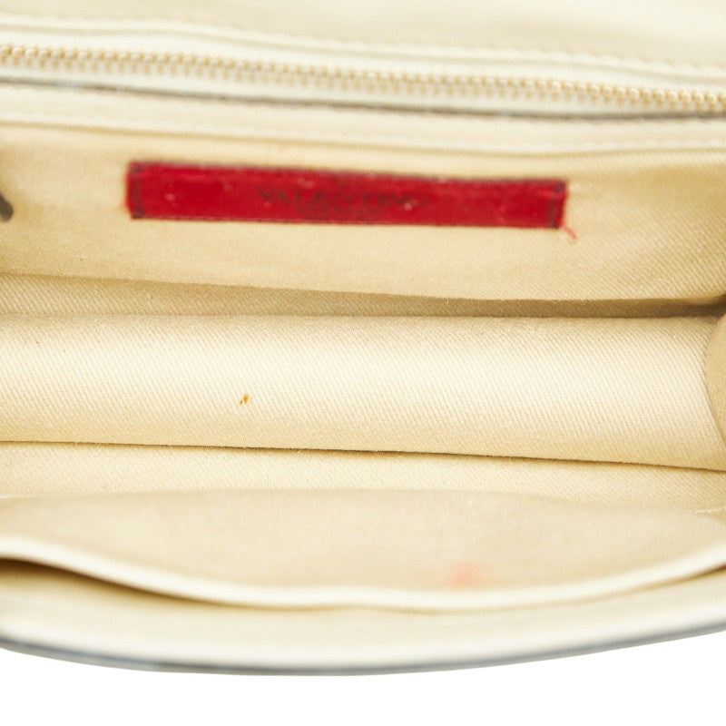 ヴァレンティノ スタッズ チェーン ショルダーバッグ ホワイト ゴールド レザー レディース VALENTINO 【中古】