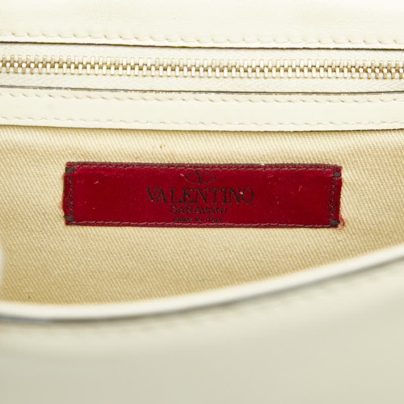 ヴァレンティノ スタッズ チェーン ショルダーバッグ ホワイト ゴールド レザー レディース VALENTINO 【中古】