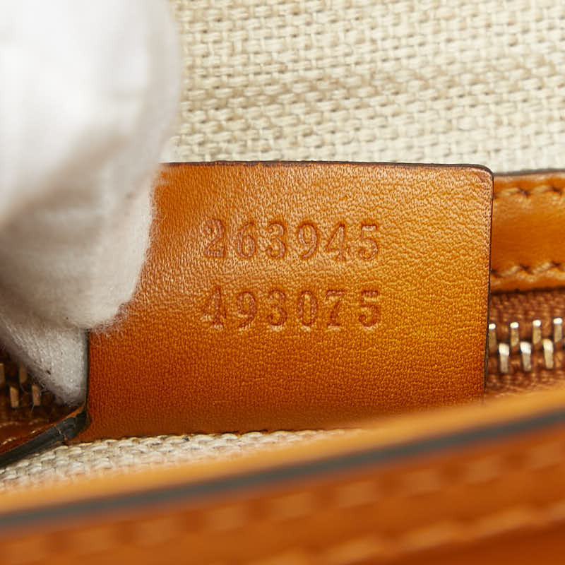 グッチ ウーヴンウェブ ハンドバッグ 263945 ブラウン レザー レディース GUCCI 【中古】