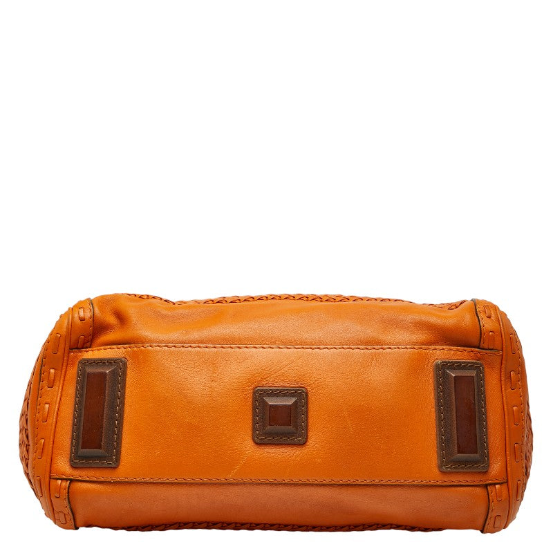グッチ ウーヴンウェブ ハンドバッグ 263945 ブラウン レザー レディース GUCCI 【中古】