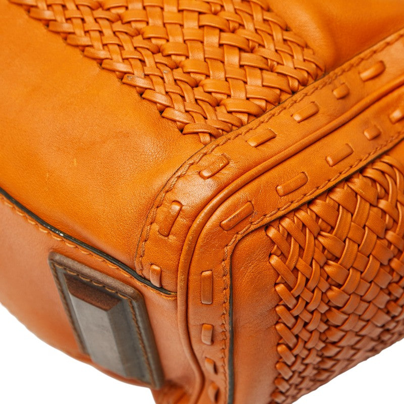 グッチ ウーヴンウェブ ハンドバッグ 263945 ブラウン レザー レディース GUCCI 【中古】