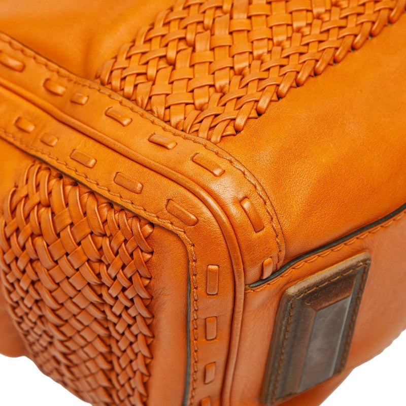 グッチ ウーヴンウェブ ハンドバッグ 263945 ブラウン レザー レディース GUCCI 【中古】