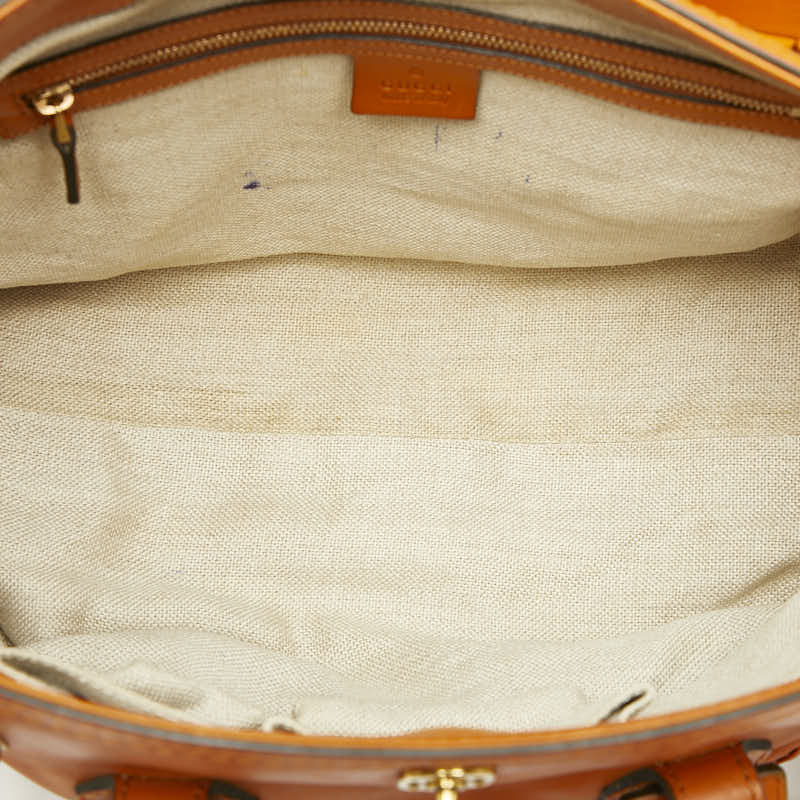 グッチ ウーヴンウェブ ハンドバッグ 263945 ブラウン レザー レディース GUCCI 【中古】