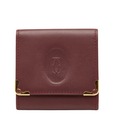 カルティエ マストライン コインケース ワインレッド ゴールド レザー レディース CARTIER 【中古】