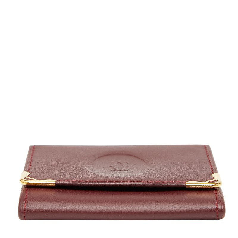 カルティエ マストライン コインケース ワインレッド ゴールド レザー レディース CARTIER 【中古】