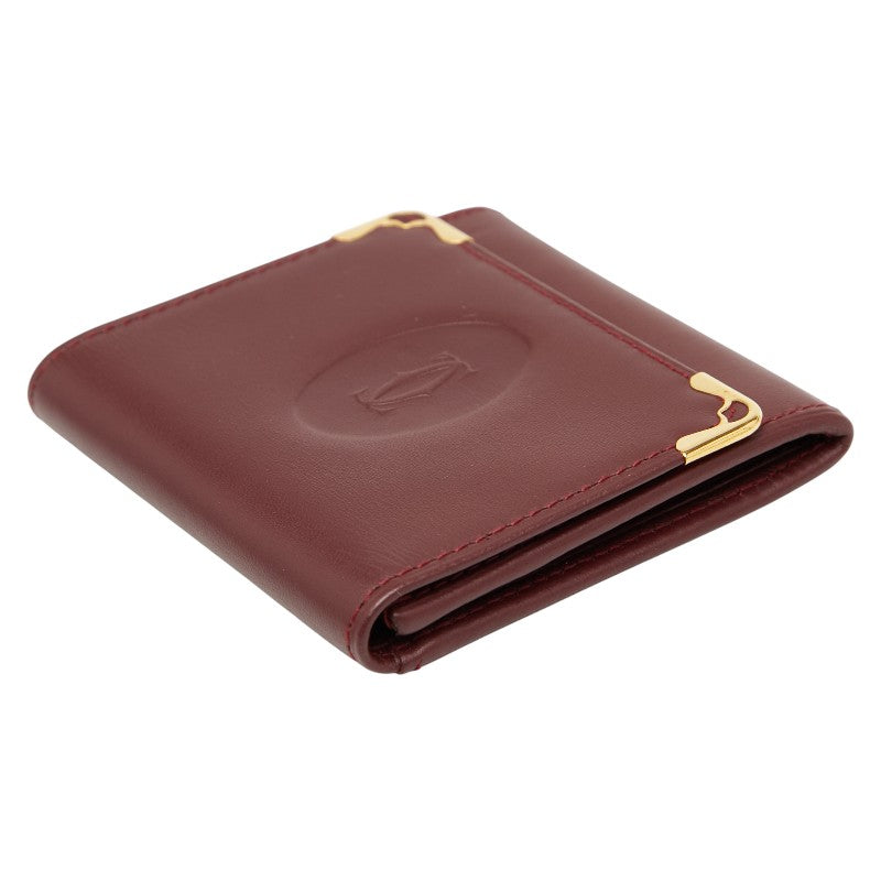 カルティエ マストライン コインケース ワインレッド ゴールド レザー レディース CARTIER 【中古】